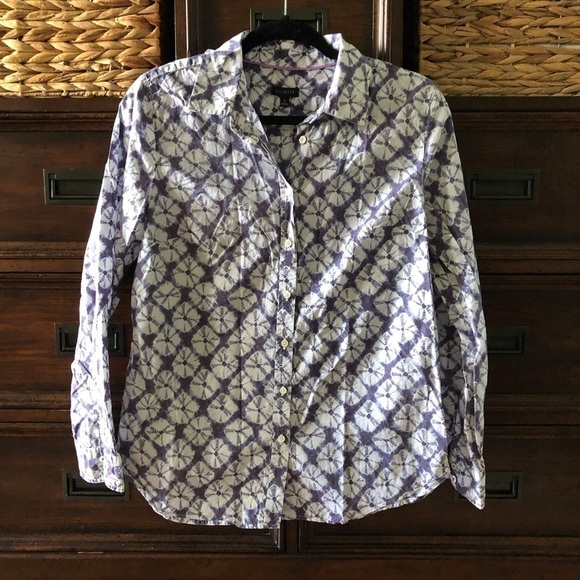 Talbots purple & white tie dye cotton button down shirt in size M - Picture 1 of 7